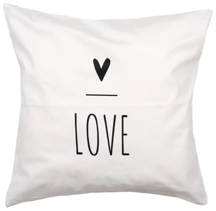 Biela obliečka na vankúš so srdiečkom Love Heart & Smile - 45*45 cm