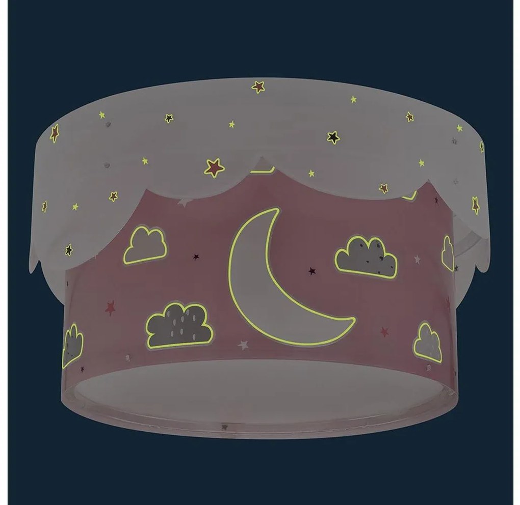 Dalber 61236S - Detské stropné svietidlo MOON 2xE27/60W/230V ružová