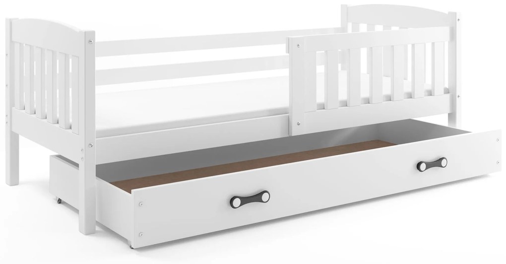 Interbeds Jednolôžková posteľ Kubus2 biela 160x80 s matracom a šuplíkom - biela