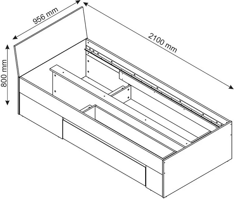 Posteľ so zásuvkami Carlos 90x200, dub artisan