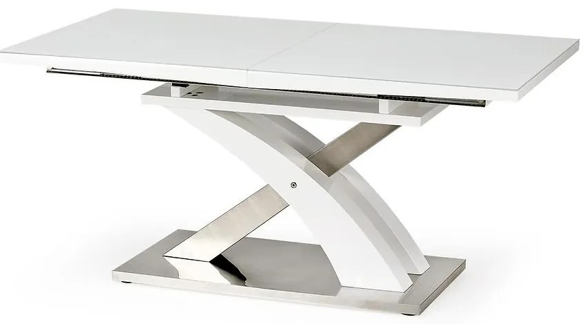 Rozkladací stôl Sandor 2 160/220x90cm  Sklo/Mdf/Oceľ – Biely
