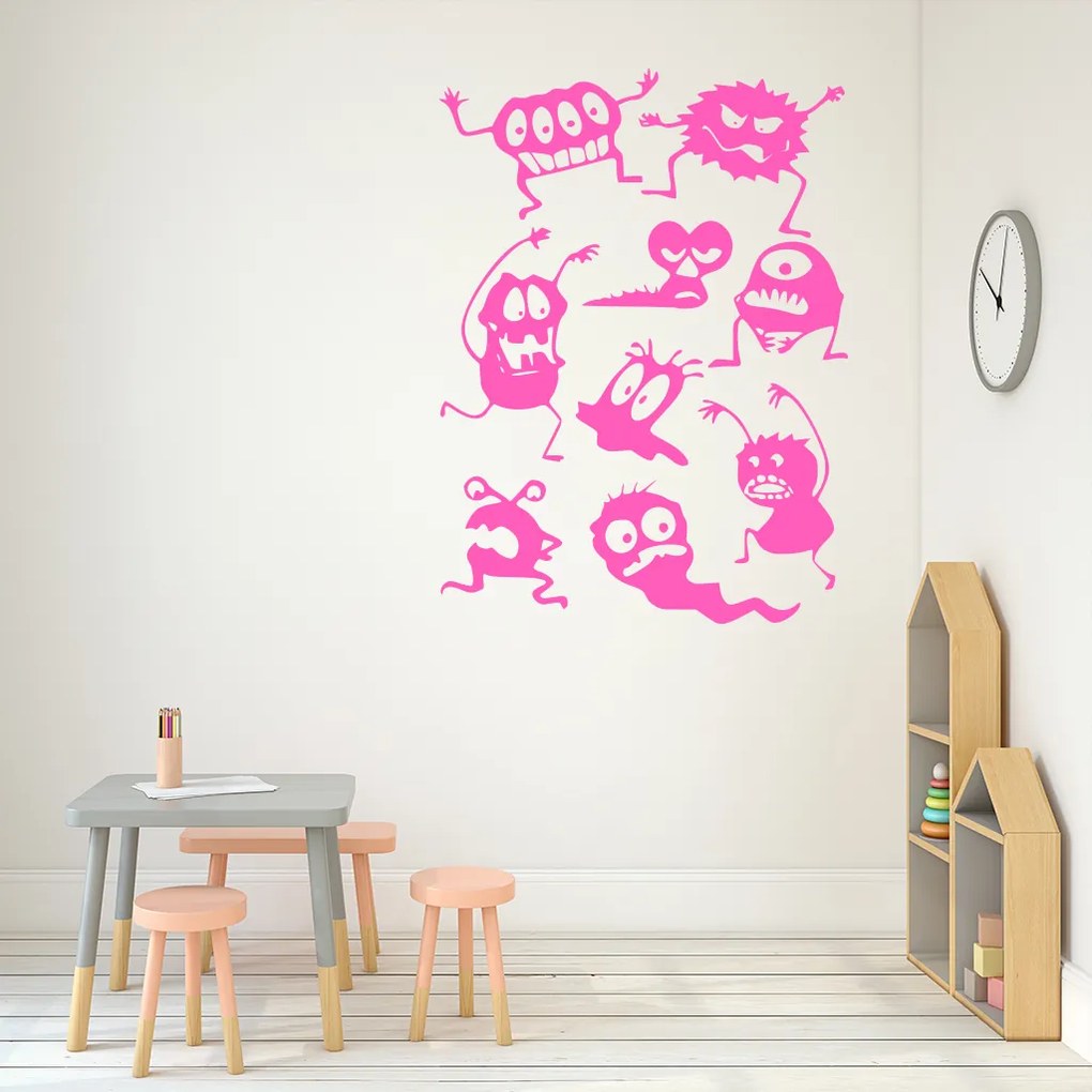 Veselá Stena Samolepka Bubáky Farba: fialová, Veľkosť: 100 x 136 cm