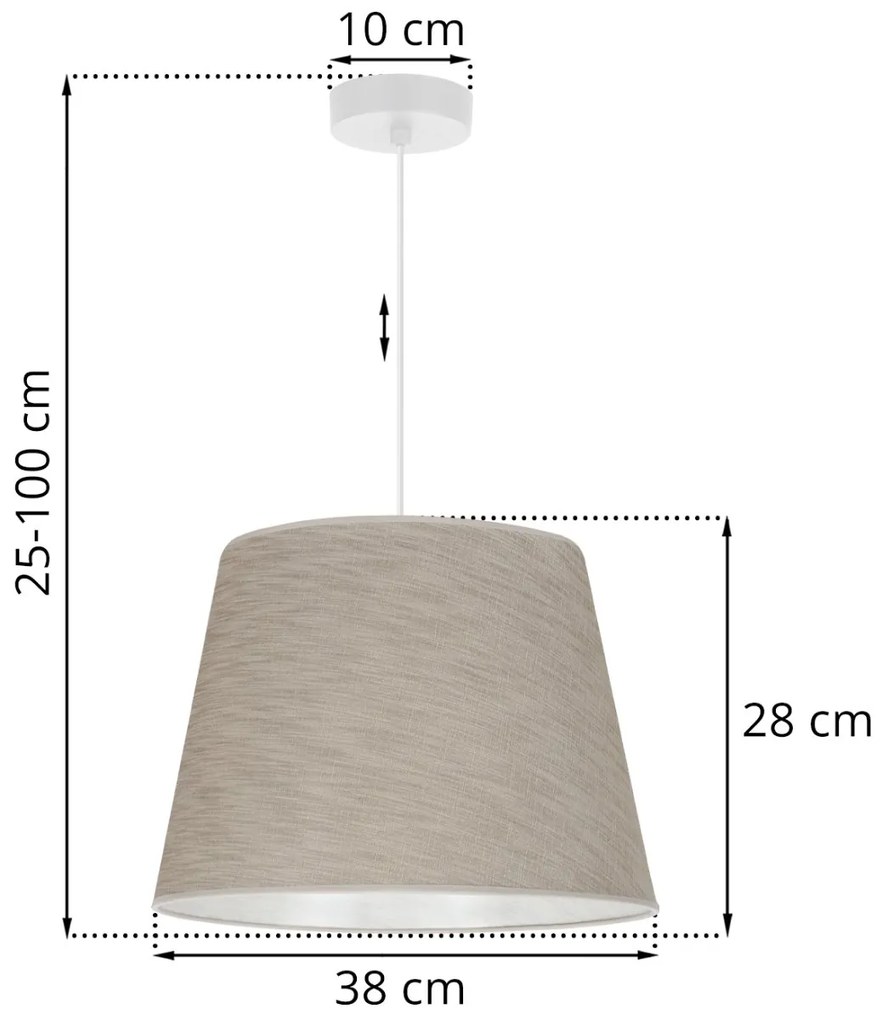 Závesné svietidlo Len, 1x béžové textilné tienidlo, (fi 38 cm), w