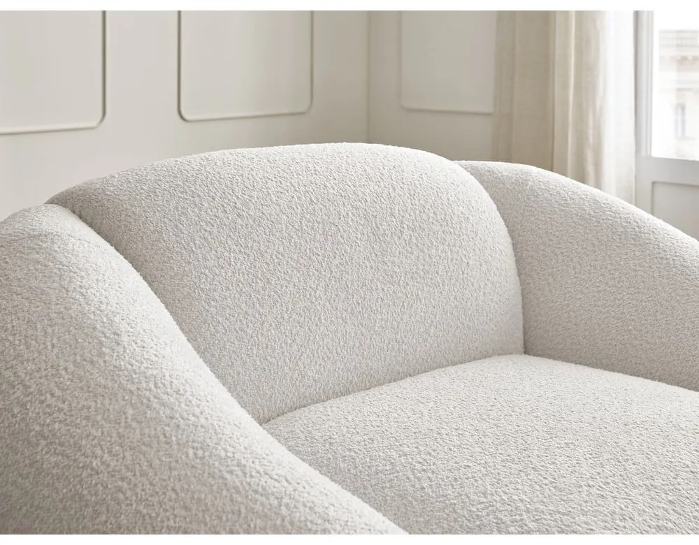 Biele kreslo z textílie bouclé Tina – Bobochic Paris