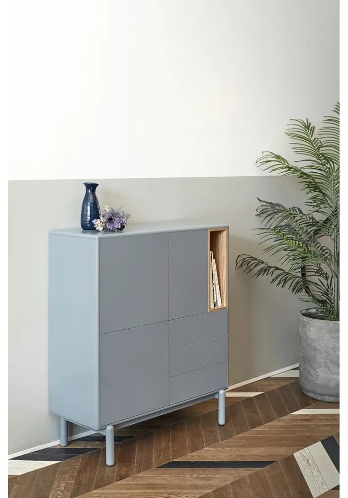 Modrá/sivá vysoká komoda 100x120 cm Corvo – Teulat