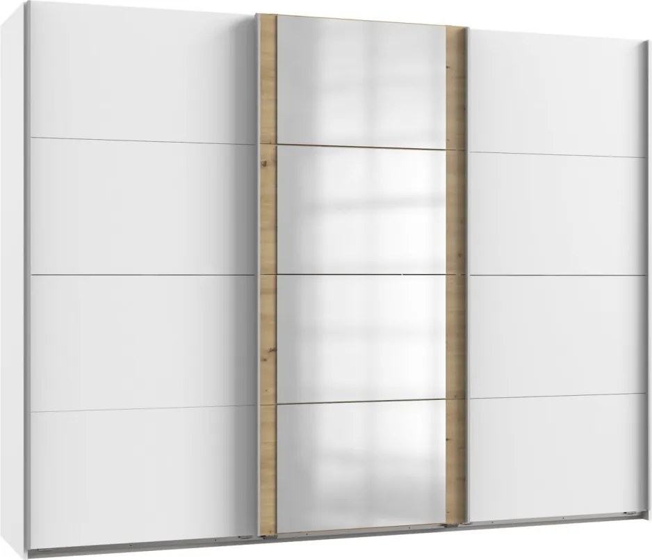 Šatní skříň Bern, šířka 225 cm/výška 208 cm, bílá/dub artisan