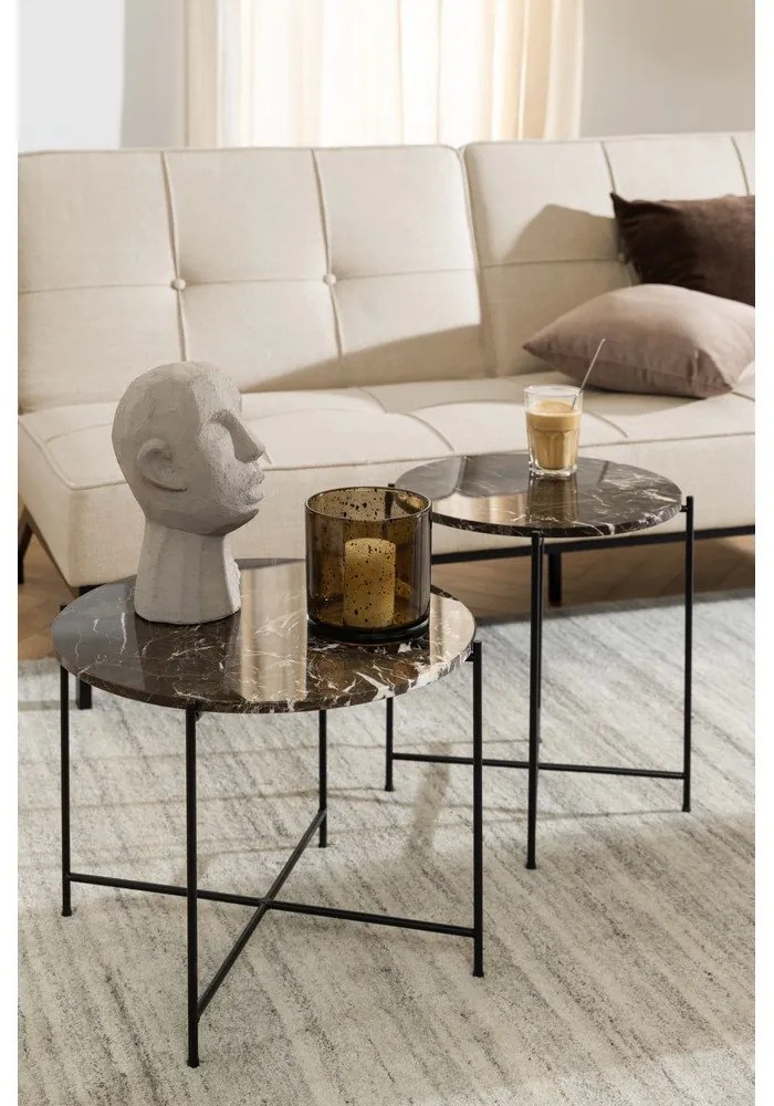Okrúhly odkladací stolík s mramorovou doskou ø 42 cm Avila – Actona