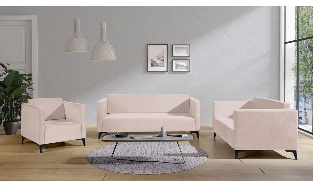 Sedacia súprava Denim 3+2+1, Dostupné poťahy: Solo 251, Farby nožičiek: biely lesk