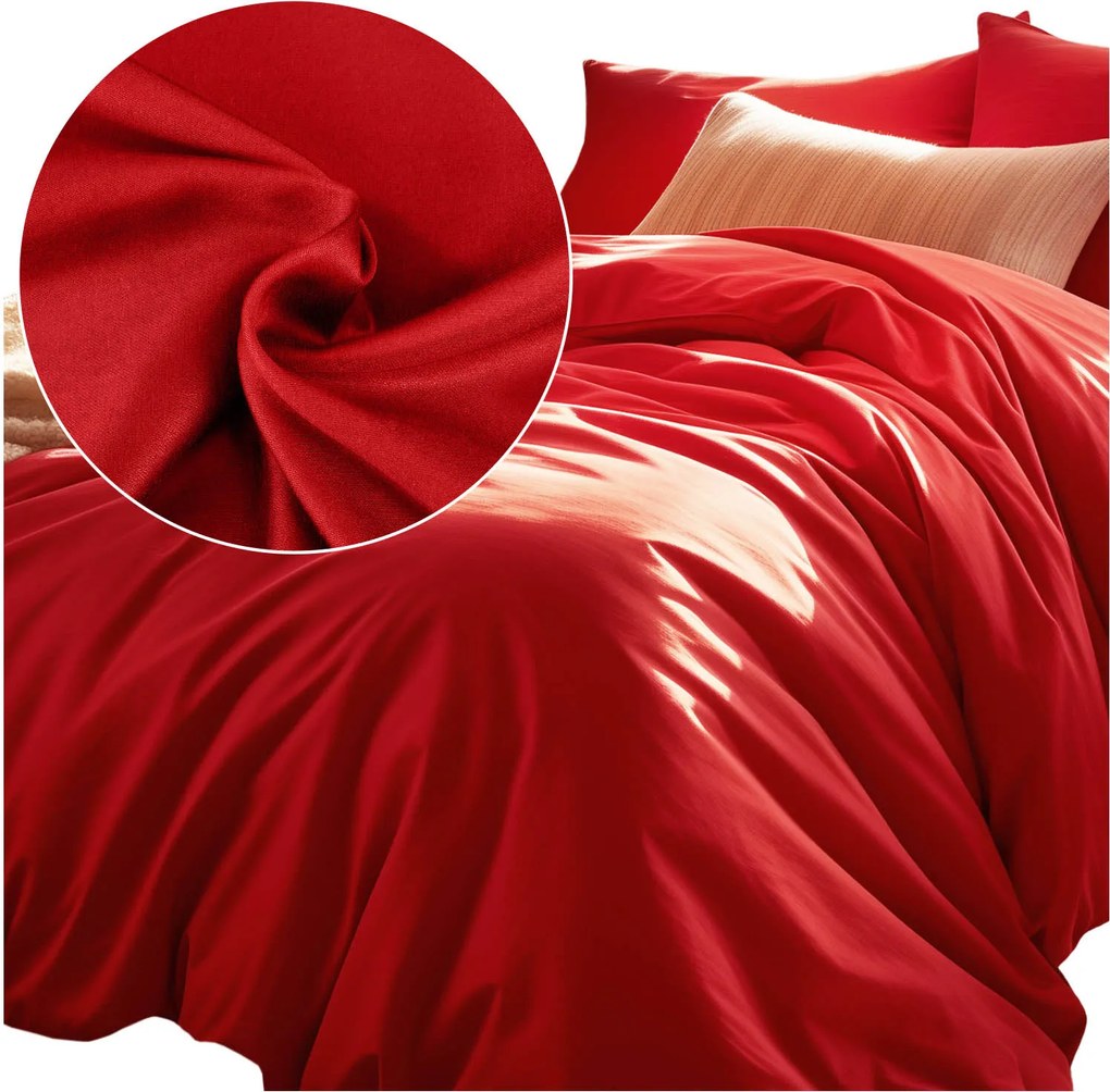 SATÉNOVÉ POSTEĽNÉ OBLIEČKY SATYNLOVE CLASSIC 180X200 CM, 2KS 70X80 CM ČERVENÁ