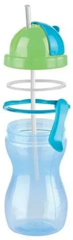 TESCOMA detská fľaša so slamkou BAMBINI 300 ml, zelená, modrá
