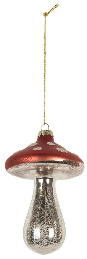 Vianočná sklenená závesná ozdoba muchotrávka - Ø 9*13 cm