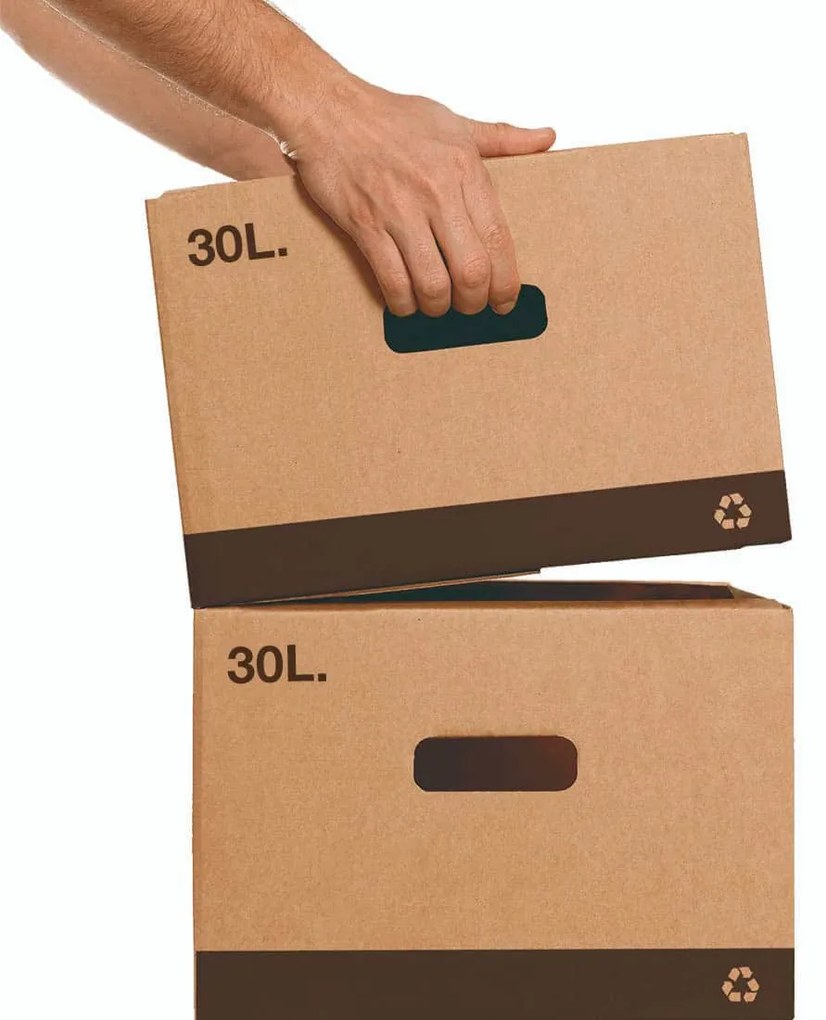 10x Kartónové krabice a kôš 2v1 - 46x34x23cm