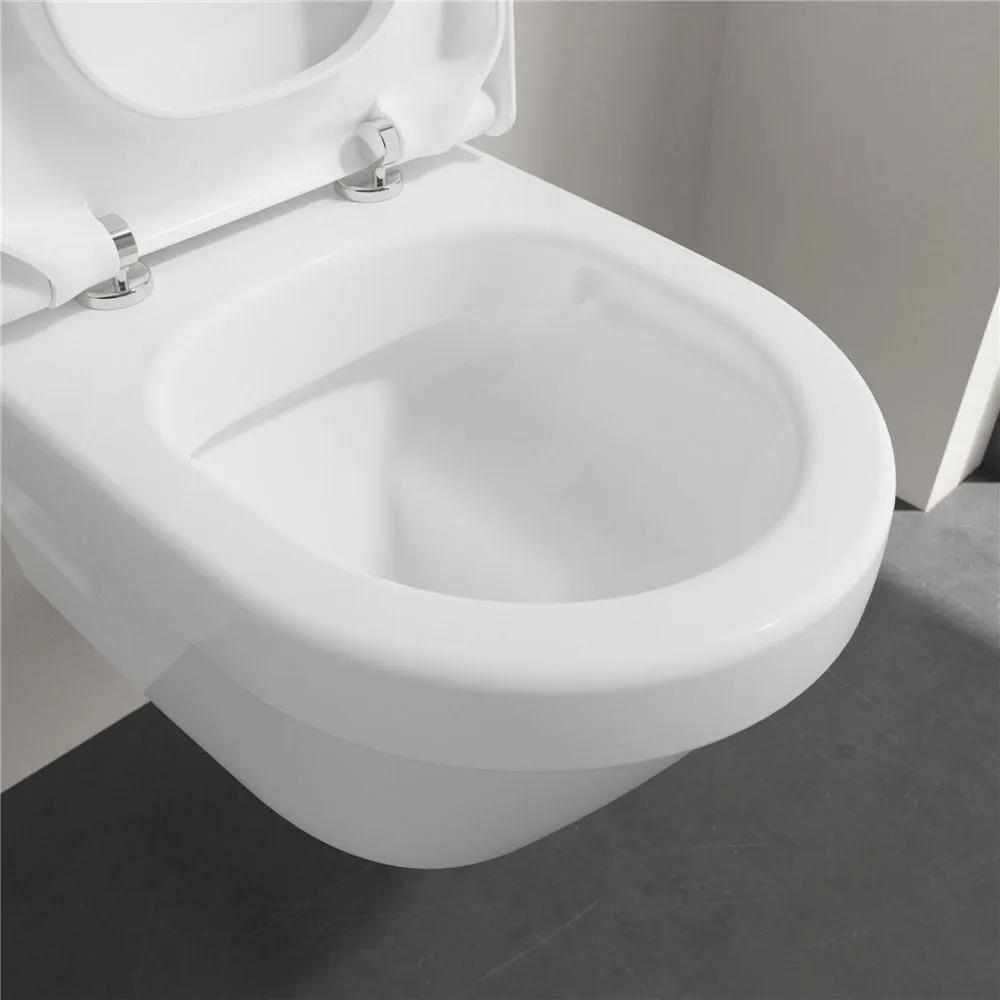 VILLEROY &amp; BOCH Architectura Compact závesné WC s hlbokým splachovaním bez vnútorného okraja, 350 x 480 mm, biela alpská, s povrchom CeramicPlus, 4687R0R1