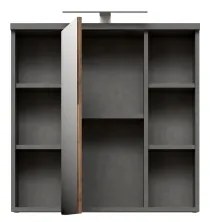 Nástenná kúpeľňová skrinka VENOM so zrkadlom antracit/hnedá