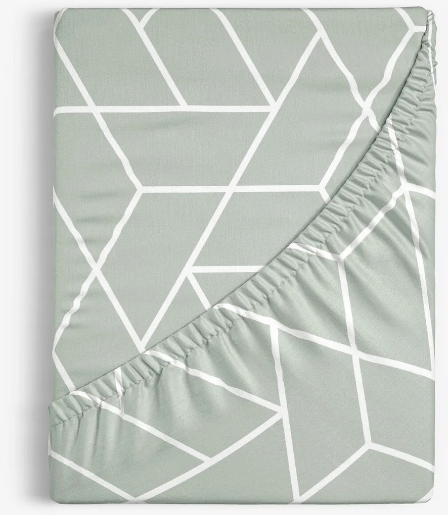 Goldea bavlnená napínacia plachta - mozaika na šalviovom 80 x 200 cm