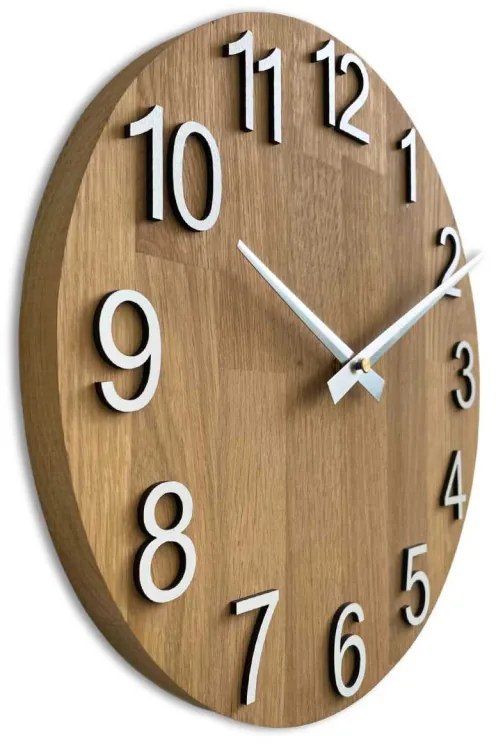 Dubové hodiny na stenu s veľkými číslicami I SENTOP MAS017-natural3041-hands/silver
