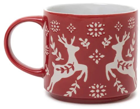 Hrnček AVERO so sobmi, červený 833415 350 ml