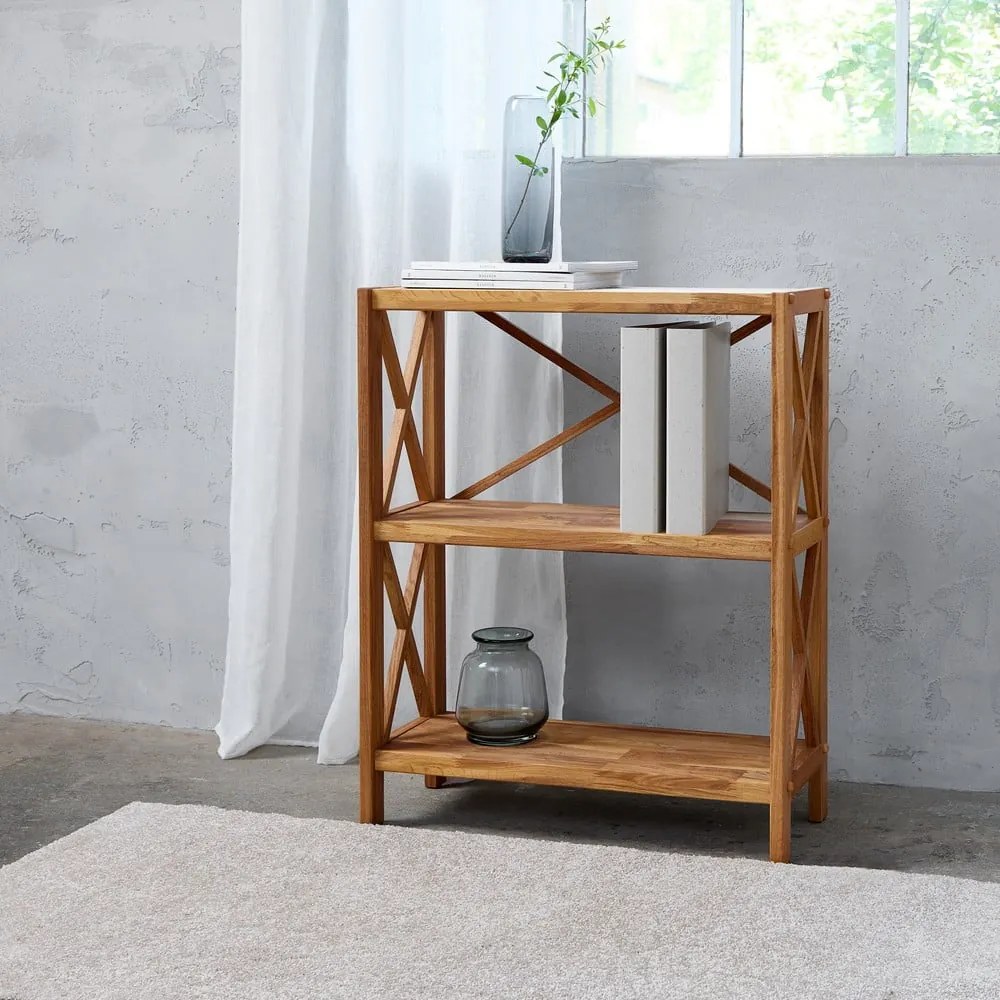 Regál z dubového dreva v prírodnej farbe 70x87 cm X-Shelf – Unique Furniture