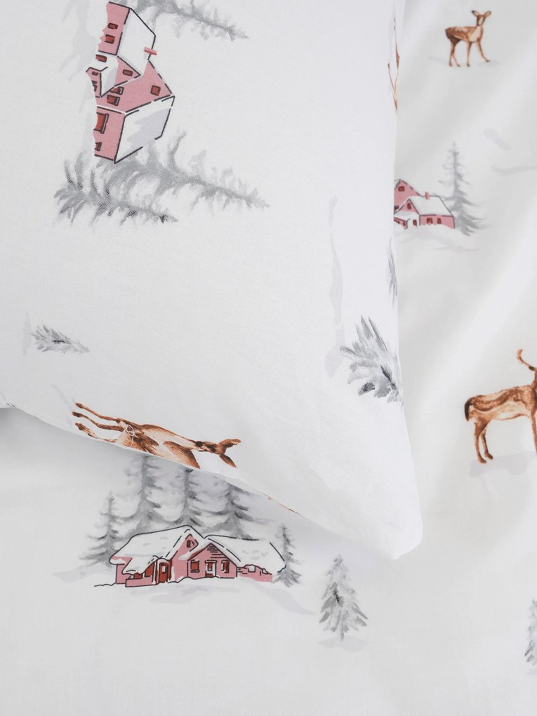 Vianočná bavlnená obliečka na vankúš Renforcé 50 × 70 cm - Zimný les