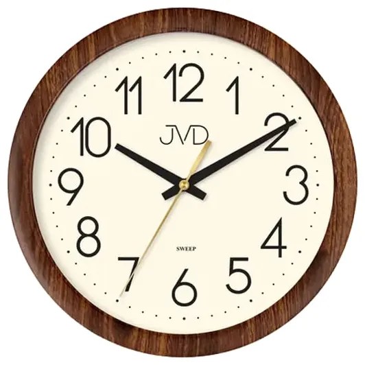 Nástenné hodiny JVD H608.3 s tichým chodom – imitácia dreva, 22 cm