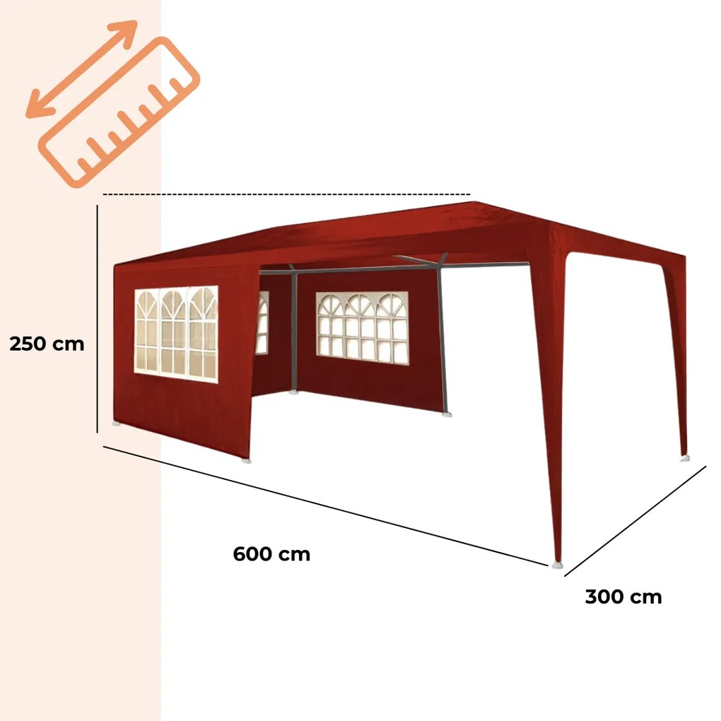 Párty stan NEAPOL, 3x6m, červená Jurhan