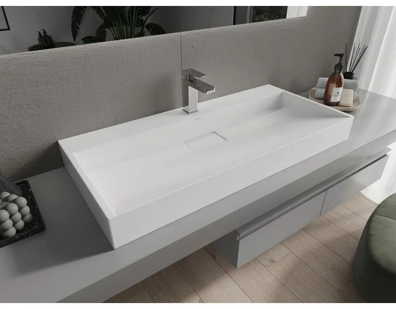 Mexen Ava, umývadlo na dosku z konglomerátu 100 x 46 cm, biela, 23011001