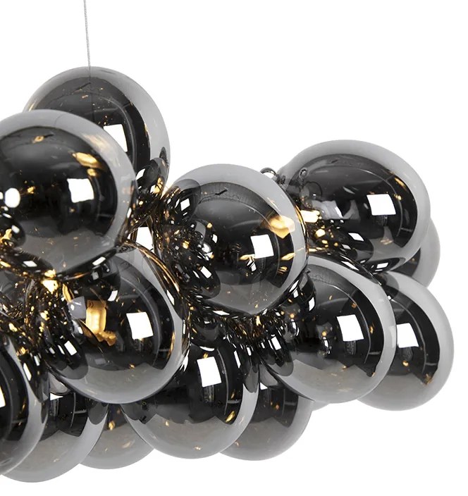 Art Deco závesná lampa čierna s dymovým sklom 8-Lights - Uvas