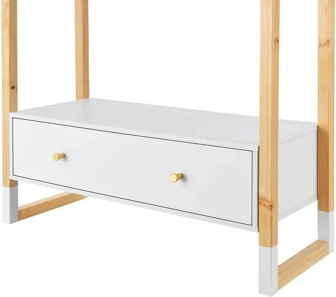 Otvorená skriňa so zásuvkou a policou