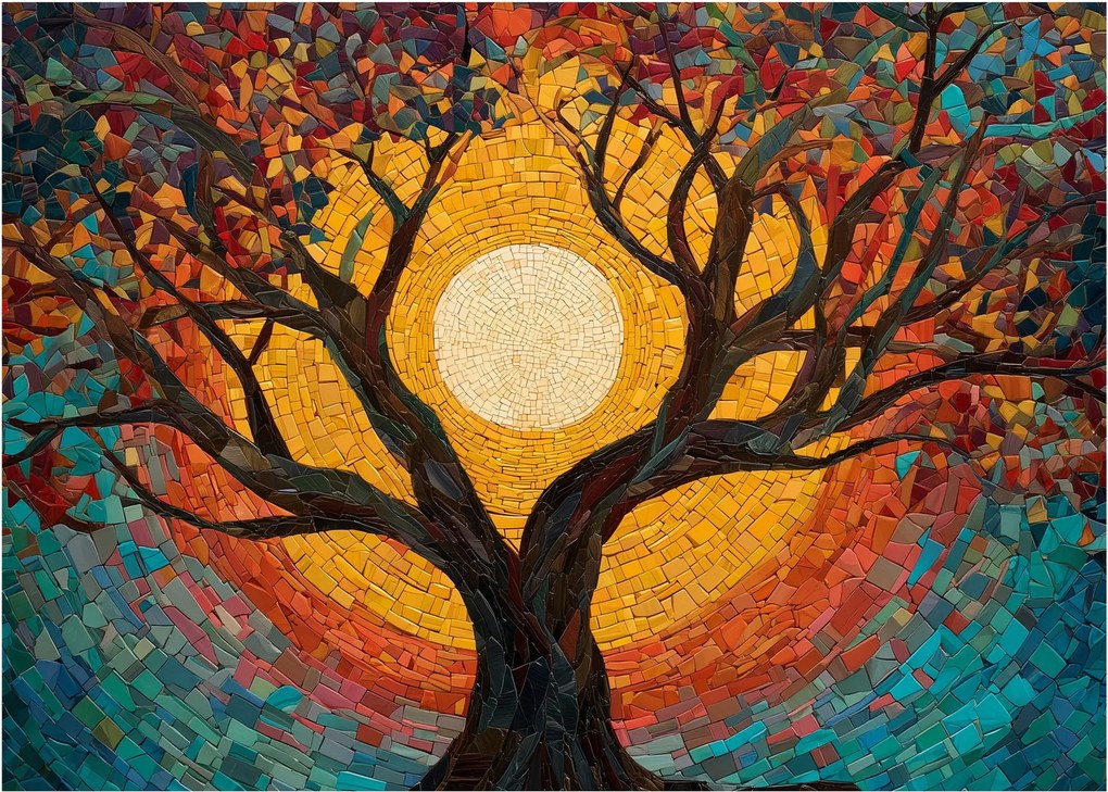 Obraz - Slnko v korune stromu života (70x50 cm)