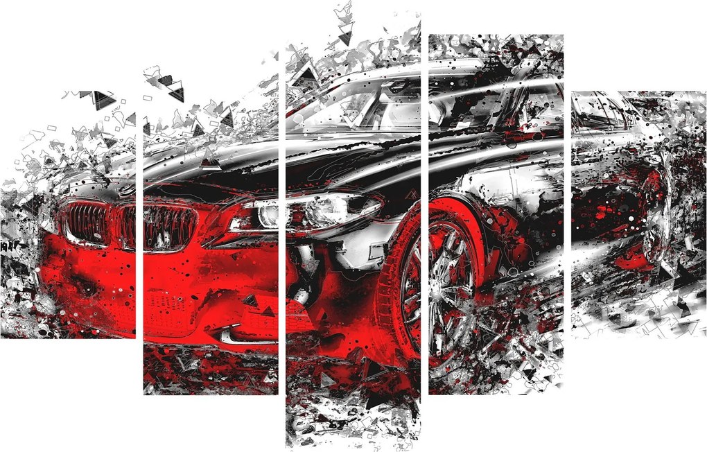 Obraz - Maľované auto v akcii (150x105 cm)