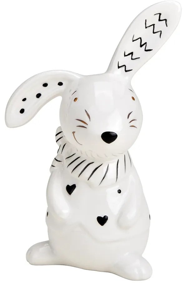 Keramický zajac BUNNY FRONT 12 cm biely