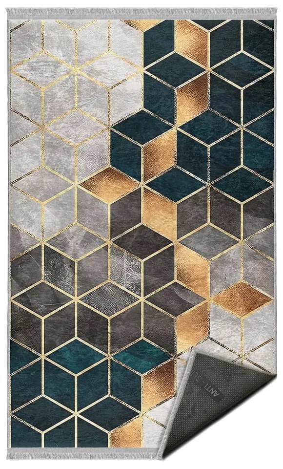 Bielo-petrolejový prateľný koberec 120x180 cm – Mila Home