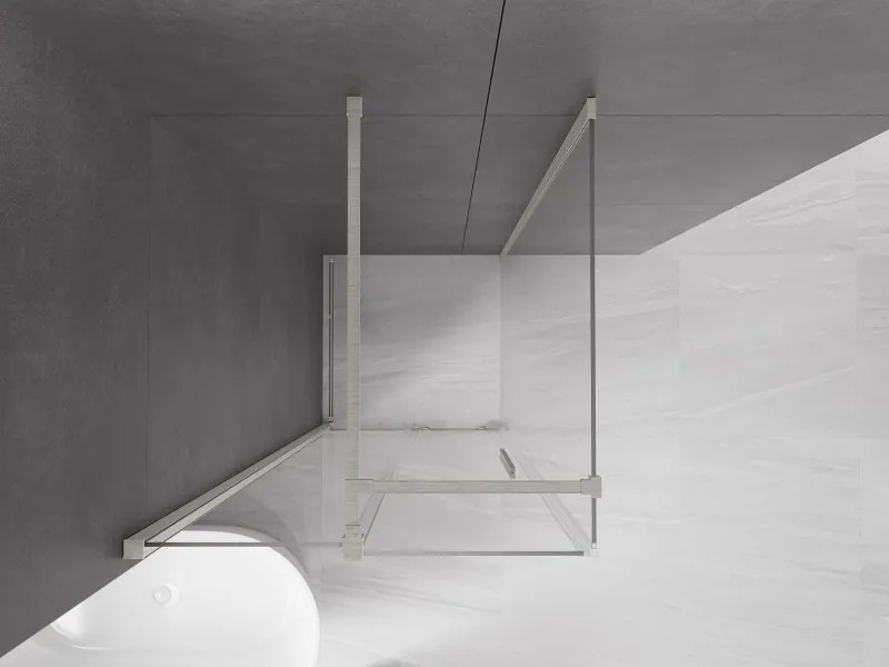 Mexen Velar, sprchový kút s posuvnými dverami 90 x 90 cm, 8mm číre sklo, brúsená oceľ, 871-090-090-01-97