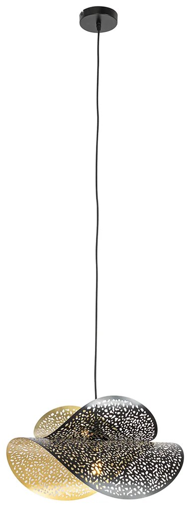 Orientálne závesné svietidlo čierne so zlatom 28 cm - Japke