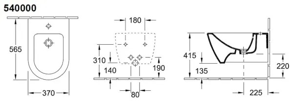 Villeroy & Boch 540000R1 - Závesný bidet SUBWAY 2.0 37x56,5 cm keramika/biela