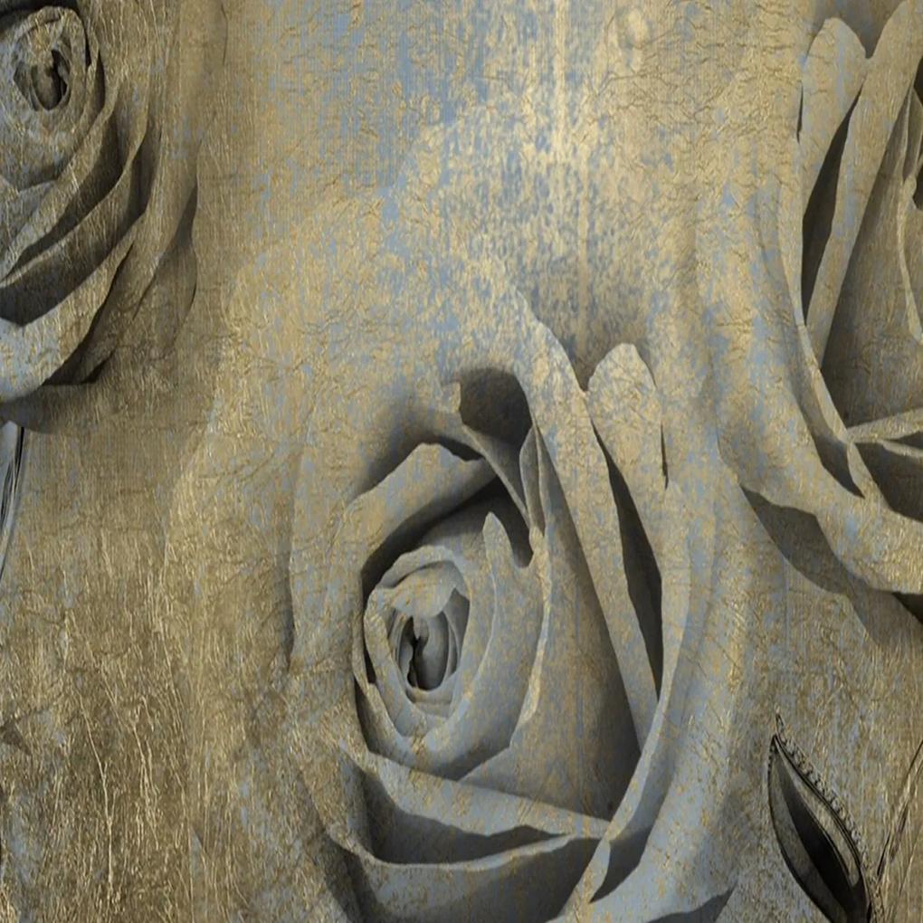 Ozdobný paraván Růže Květiny Zlato - 180x170 cm, päťdielny, obojstranný paraván 360°