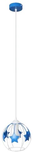 Detský luster na lanku STARS 1xE27/15W/230V modrá/biela