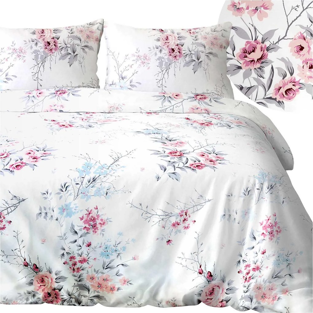 SATÉNOVÉ OBLIEČKY GARDENYA EXCLUSIVE 200X220 CM, 2KS 70X80 CM KVETY