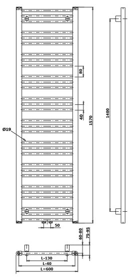 Bruckner - Kúpeľňový radiátor ALBRECHT 765W/230V 60x157 cm biela