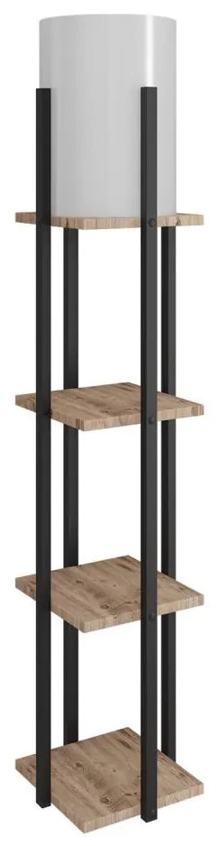 Stojacia lampa s poličkami NORA 1xE27/40W/230V čierna/hnedá