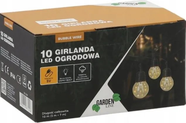 Bestent Svetelná reťaz LED 5V 10m Teplá biela Bubble