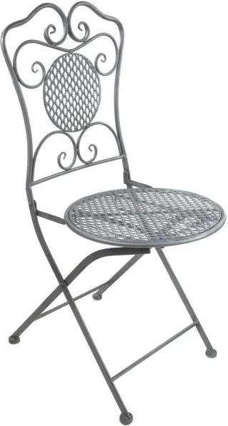DEMA Kovová sklápacia stolička Provence, sivá