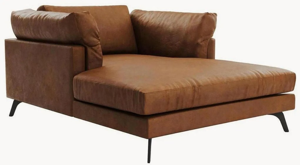 Kožené ležadlo Camille Brown & Black Metal