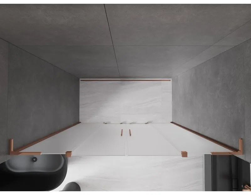 Mexen Velar L Duo, posuvné sprchové dvere do otvoru 200 cm, 8mm sklo námraza, ružové zlato, 871-200-003-32-60