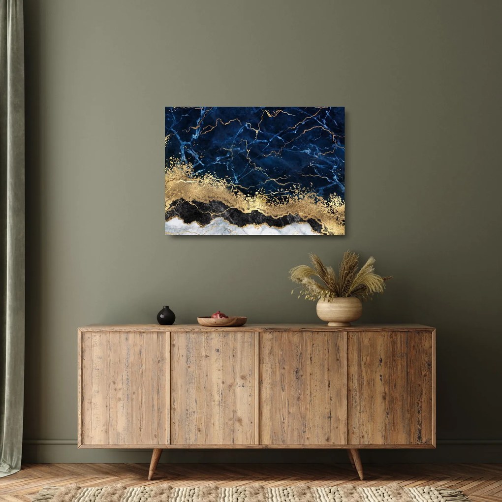 Sklenený obraz - Tmavo-modrý mramor (70x50 cm)