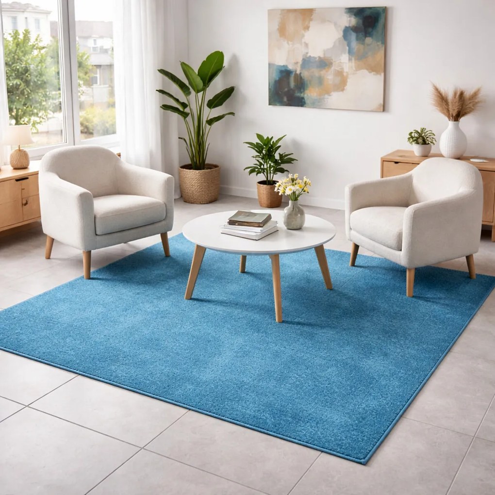 Kusový koberec Eton tyrkys štvorec, 200x200, modrá, obývacia izba, AladinWorld Expres