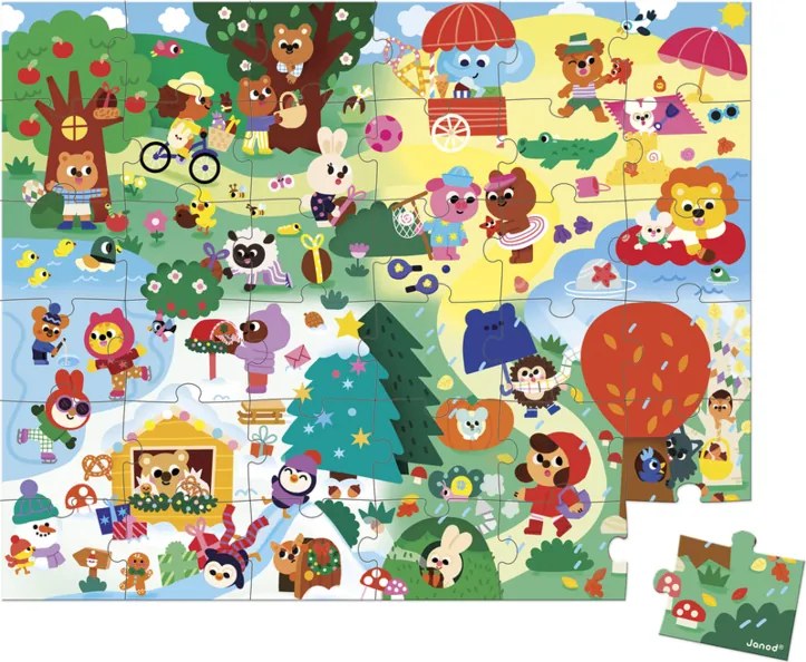 Janod Puzzle v kufríku 36ks: Štyri ročné obdobia