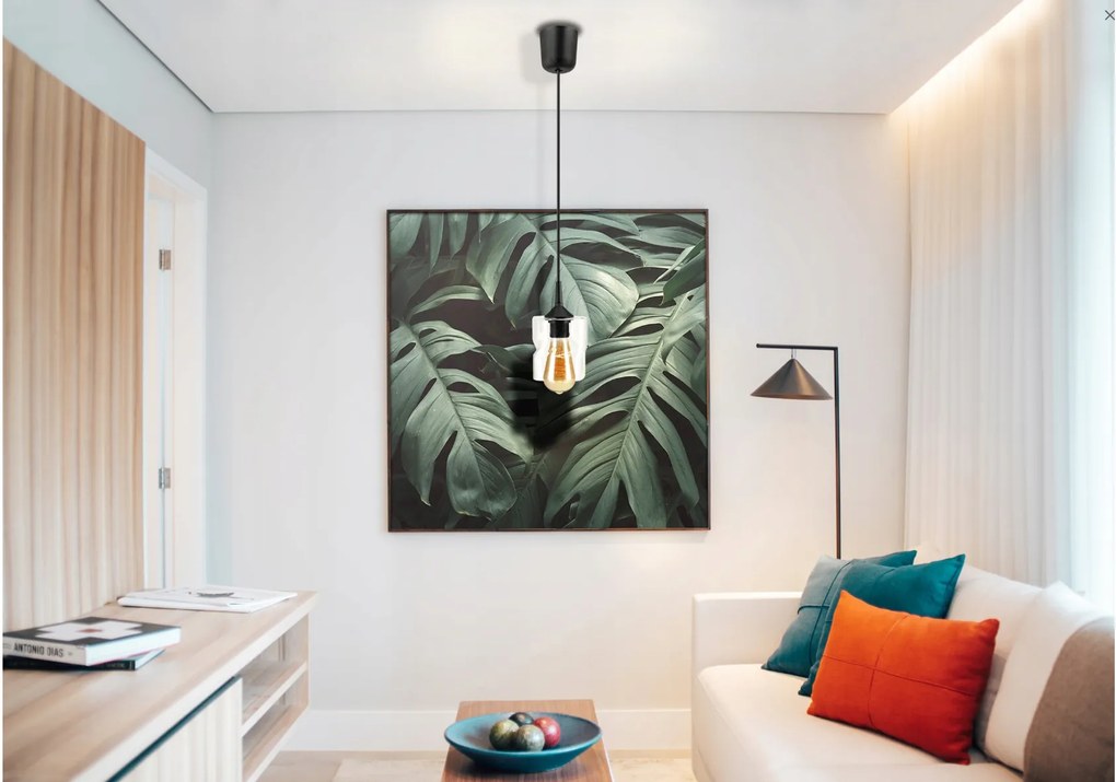 BERGE LED luster závesné stropné svietidlo E27 priehľadný sklenený štvorec