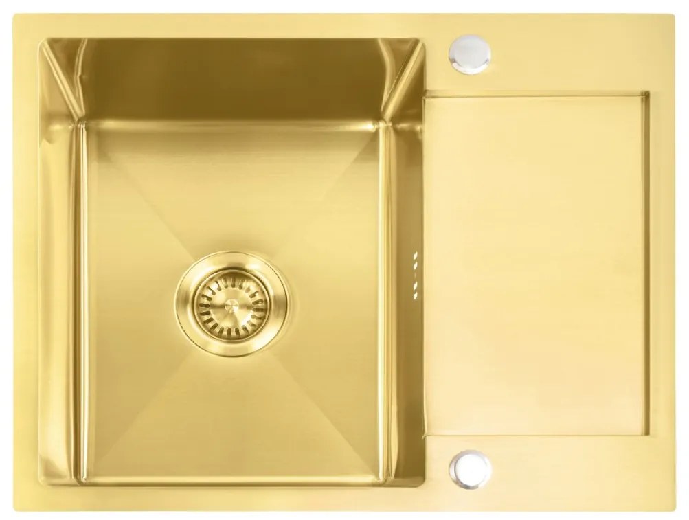 Rea Paul, 1-komorový oceľový drez 600x480x185 mm, zlatá matná, ZLE-06010