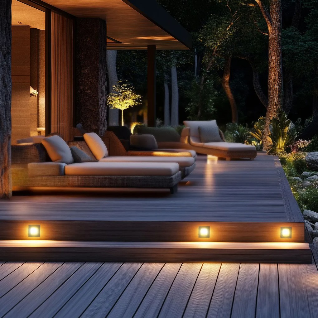 Sada 6 moderných zapustených bodových svetiel oceľ vrátane LED - Square 7